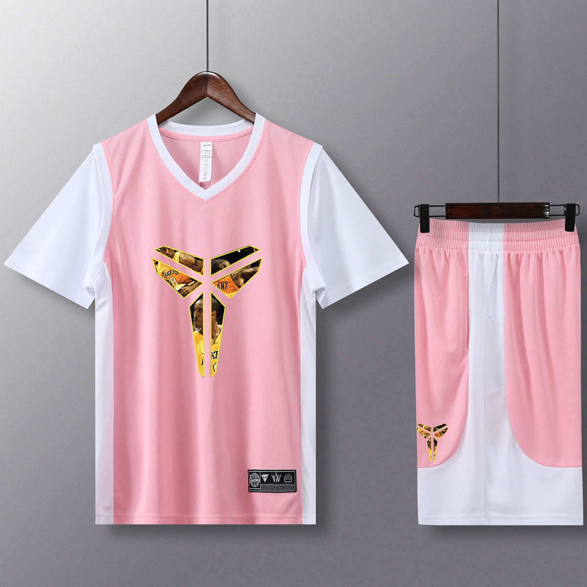 科比短袖篮球服定制男女组队班服假两件比赛套装印字号运动训练衫