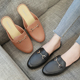 女夏天外穿2020新款 时尚 粗跟懒人半拖秋季 百搭包头拖鞋 女鞋 一脚蹬