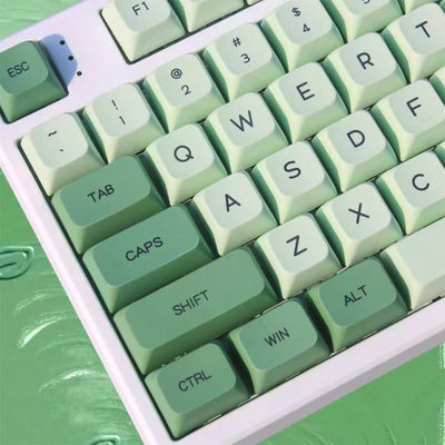 抹茶键帽简约绿色原厂创意主题xda高度pbt材质热升华适用机械键盘