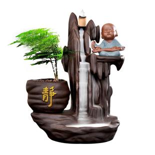 2025茶宠茶道高山流水倒流香炉招财陶瓷创意摆件檀香家用室内香薰