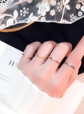 2026简约钛钢素圈小指环光圈戒指极简风超小食指不锈钢戒指指环饰