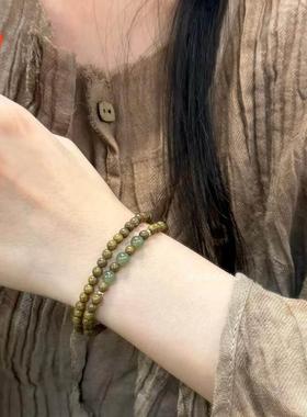 2026【留香】天然阿根廷绿檀木双圈手串天然和田玉木质文玩佛珠手