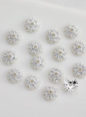 202614K包金镀金镀银色保色锆石花托珠托diy手工串珠手链耳环配饰