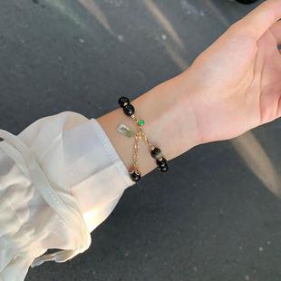 2026典润珠宝 天然猫眼金曜石黑曜石水晶手链女金耀石手串 厂供