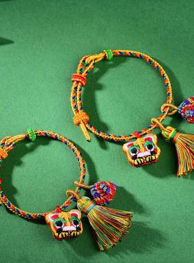 2026新款艾草虎头可调节端午节五彩绳手链女宝宝手工编织粽子手绳