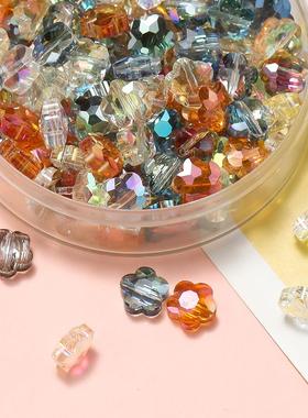 20268mm水晶切面电镀彩花朵珠穿孔散珠diy手工串珠手炼项炼饰品材