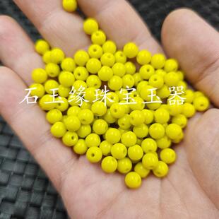 2025荧光黄玻璃圆珠仿玉石散珠黄色手链项链饰品配件手工珠子厂家