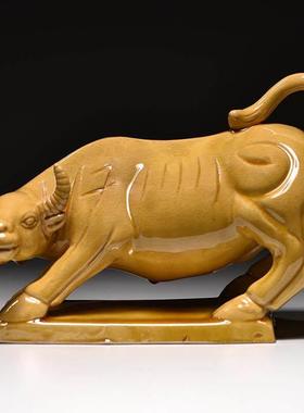 2026黄色陶瓷牛摆件十二生肖黄牛吉祥物客厅卫生间正北缺角补角工