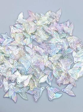 202620mm镭射ab美人鱼尾diy手机链吊坠吊孔发夹滴胶贴片材料饰品