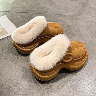 时尚防滑毛毛棉拖鞋女2025秋冬季