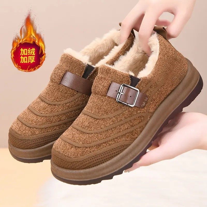 新款2025冬季加绒加厚保暖女士休闲棉鞋平底勃肯鞋新款老北京布鞋