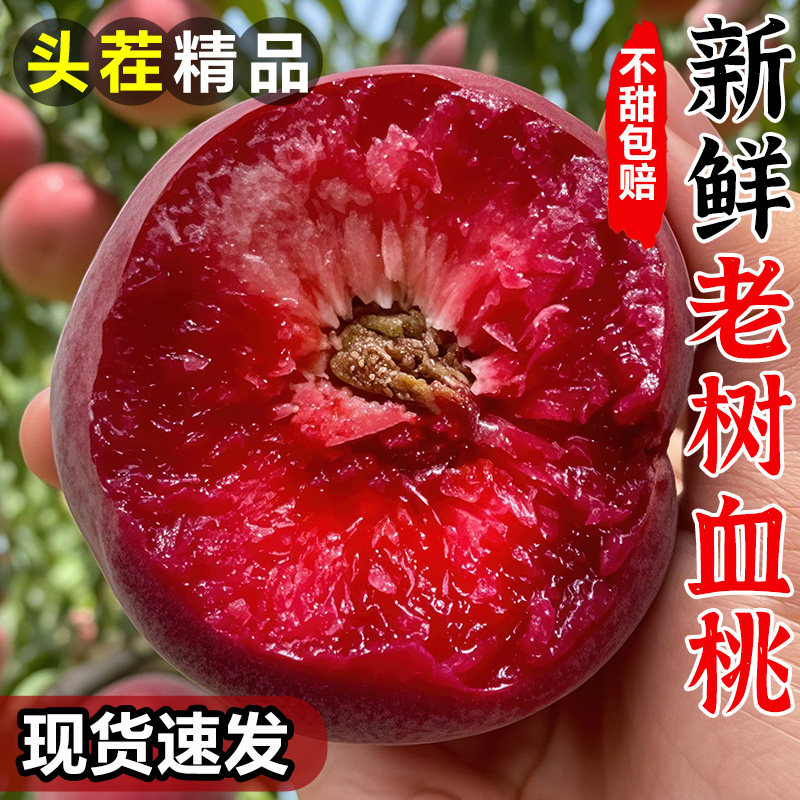 正宗老树血桃5斤桃子新鲜水果红肉当季时令整箱现摘红心水蜜毛桃
