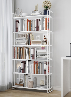 铁艺书架落地置物架儿童客厅家用学生钢制收纳架钢制靠墙卧室书柜