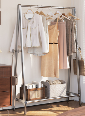 云仲森落地衣架不锈钢挂衣架卧室家用落地式衣帽架好看晾衣服架子