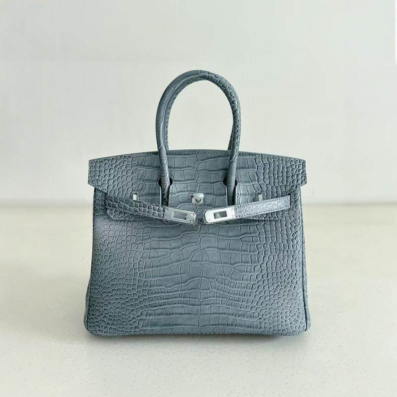 【可乐优选-四免一】【高定】鳄鱼纹手提铂金包22476N 25*10.5*19