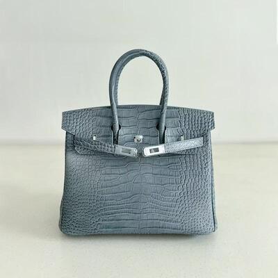 【可乐优选-四免一】【高定】鳄鱼纹手提铂金包22476N 25*10.5*19