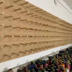 缝纫机线架宝塔线圈置物架墙上收纳架洞洞板毛线球挂板实木放线架