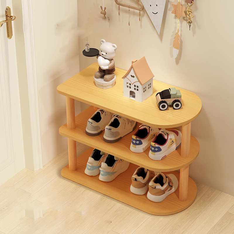 入户门童鞋架落地置物架婴儿鞋子收纳层架经济型鞋柜实木储物柜