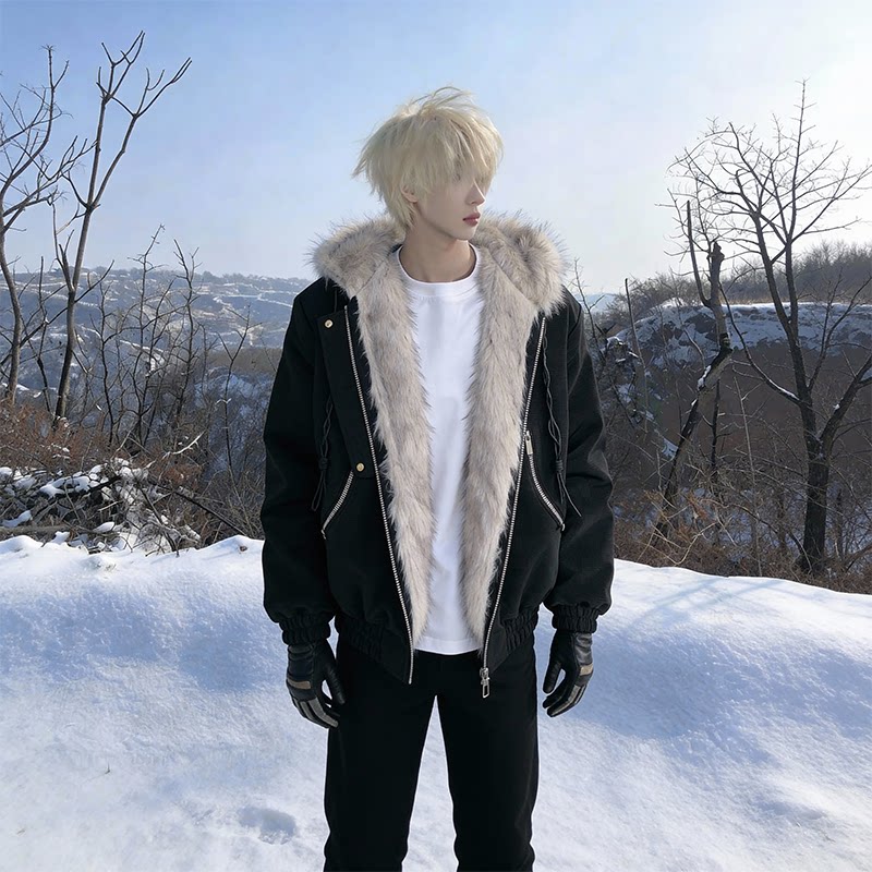 美式解构座山雕棉服男款冬季潮牌重磅毛领棉衣高级感加厚硬挺外套