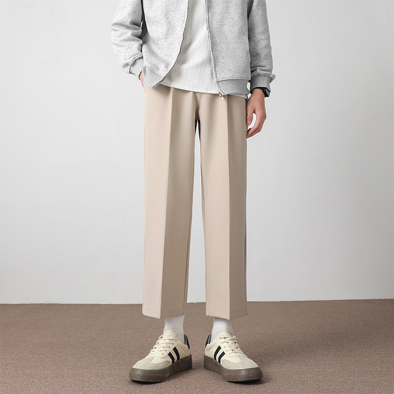轻奢风宽松直筒西裤男春夏卡其色垂感百搭商务休闲裤2026年春季