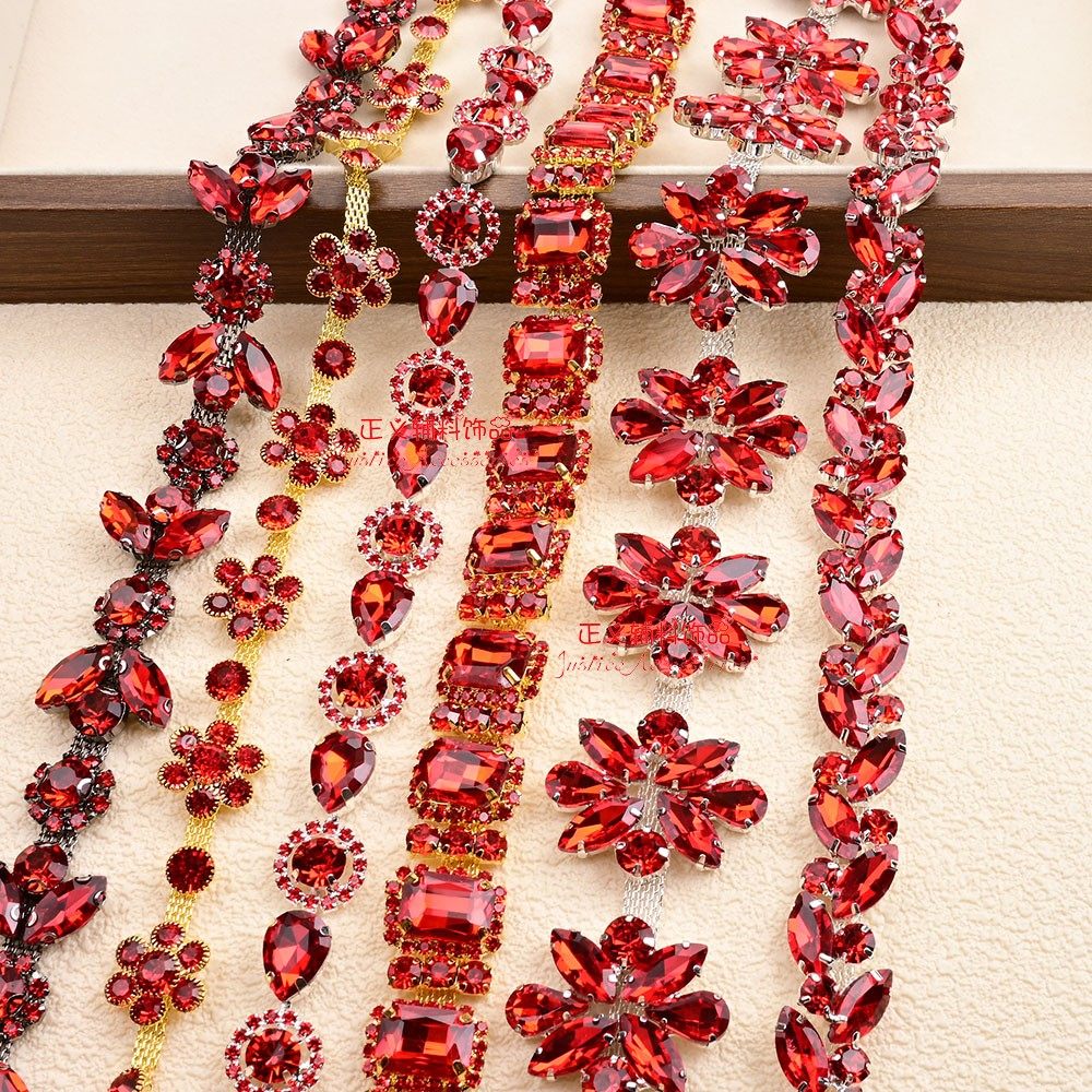 直销 红色系列花式手缝钻链合集diy服装鞋饰包包腰链装饰配件,饰品/流行首饰/时尚饰品新,链条,淘宝优惠券,粉丝福利购,淘宝优惠卷