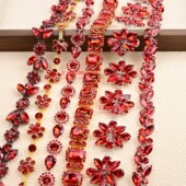 红色系列花式 手缝钻链合集diy服装 鞋 直销 饰包包腰链装 饰配件