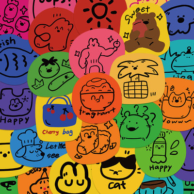 40张彩色涂鸦贴纸卡通