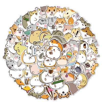 100张圆滚仓鼠涂鸦保温杯贴纸