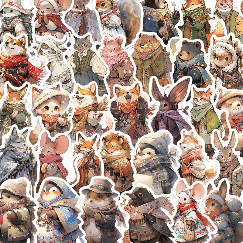 50张冬日动物贴纸卡通