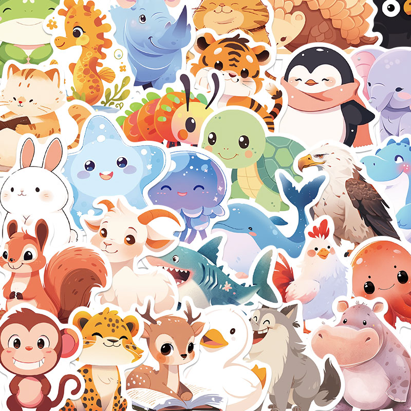50張插畫動物貼紙卡通