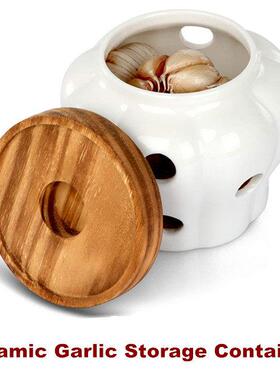 Garlic Keeper Vented Ceramic Garlic Storage Container