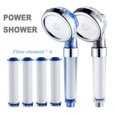 Shower head purification filter element power showerhead