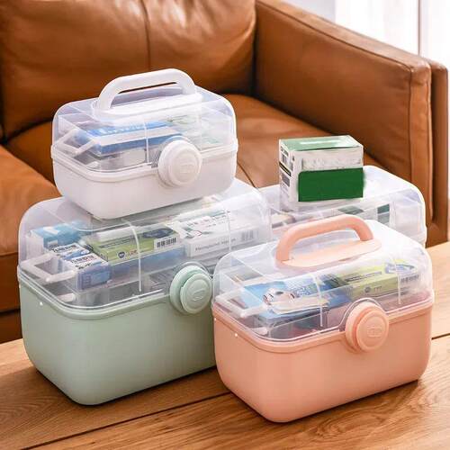 Large Capacity Family Medicine Organizer Box Portable First