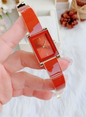 正品Anne Klein手表女3282RUGB时尚烂番茄色方形小表盘AK石英腕表