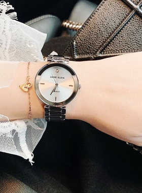 正品ANNE KLEIN手表银色镶钻简约钢带气质石英女表1363SVSV