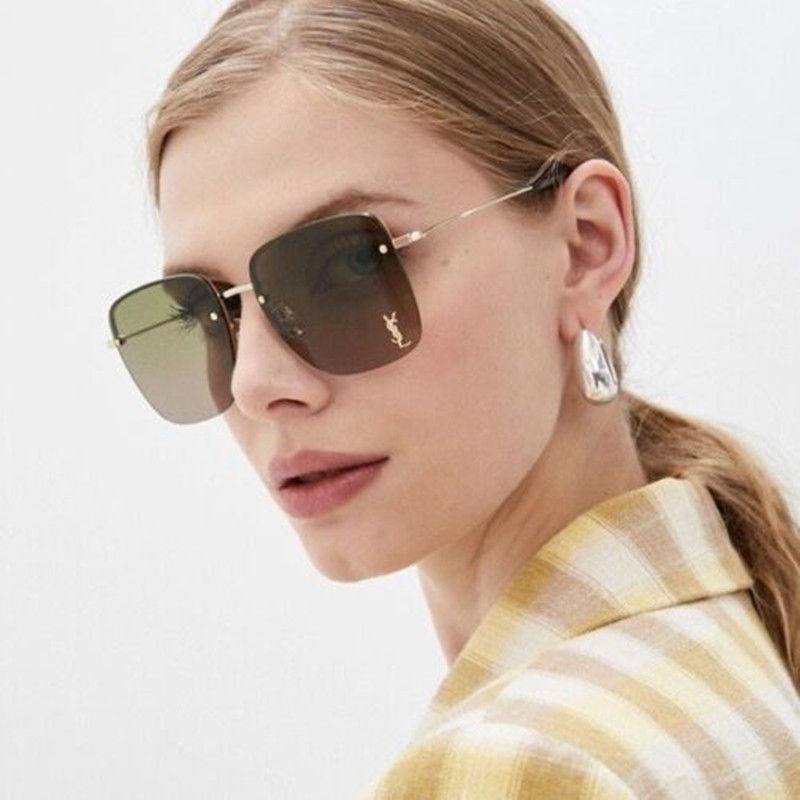 正品Saint Laurent圣罗兰YSL太阳眼镜时尚logo金色眼镜架女士墨镜