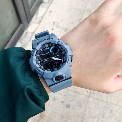 卡西欧手表Casio G-Shock雾霾蓝运动蓝牙防水男女腕表GBA800UC-2A