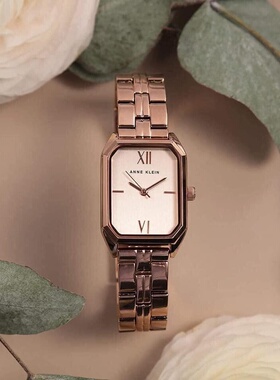 安妮克莱因Anne Klein 腕表玫瑰金方形时尚石英AK女手表 3774RGRG