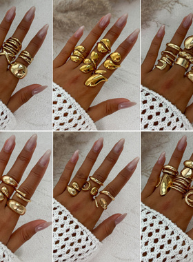 欧美跨境ins风金属质感水滴抱抱