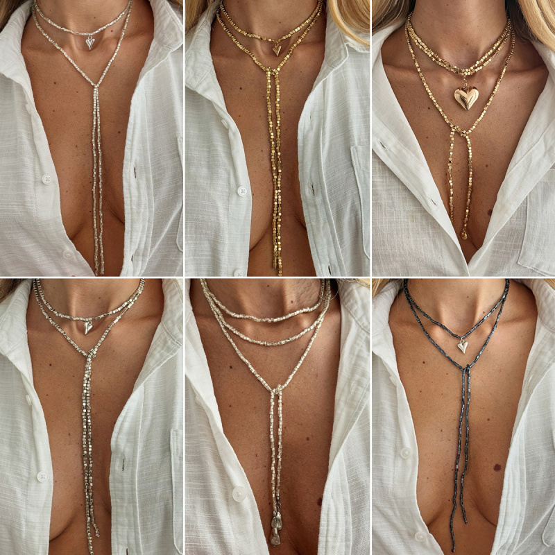 欧美跨境设计感CCB碎银串珠长项