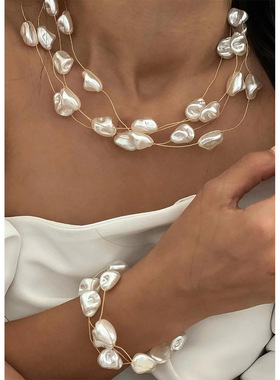 欧美跨境饰品气质巴洛克仿珍珠项