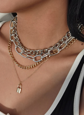 欧美跨境饰品朋克嘻哈多层粗链项
