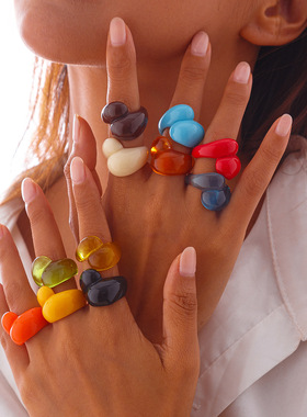 欧美跨境饰品设计感彩色透明水滴