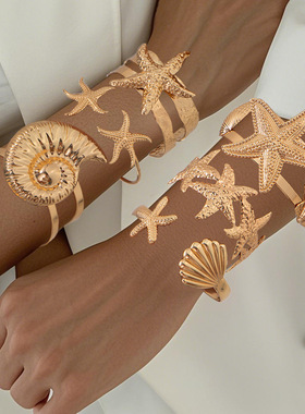 欧美跨境时尚夸张海星海螺手镯Br