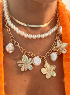 欧美跨境甜酷ins风金属花朵吊坠