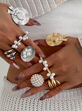 欧美跨境设计感ins风仿珍珠扇贝