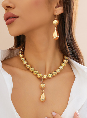 欧美跨境饰品夸张CCB圆珠项链女