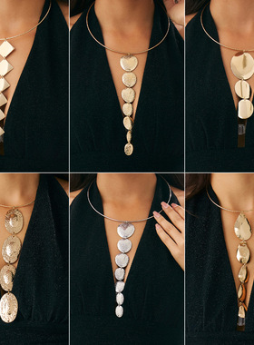 欧美跨境夸张时尚麻面纹理铁片吊