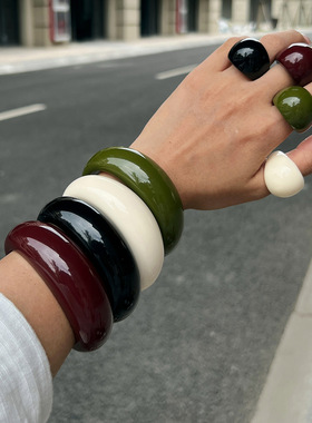 欧美跨境ins风不掉色弧形树脂手