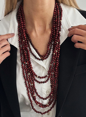欧美跨境民族风多层叠戴木珠串珠